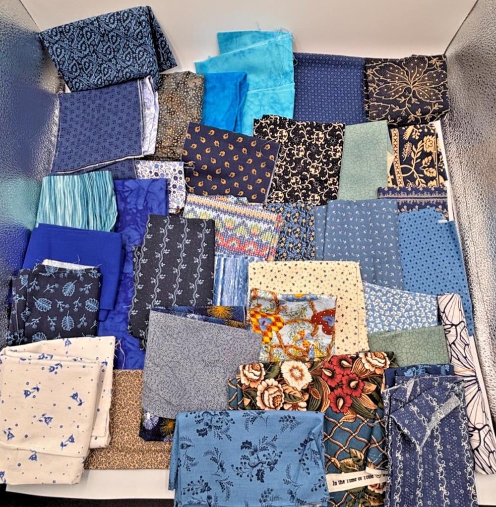 Quilting Fabric Lot 53pc Fat Quarters Eighths Blue Civil War Reproduction Cotton